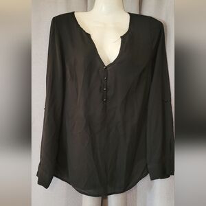New York & Company Black Button Down Shirt